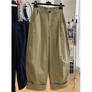 薄款 子女夏季 萝卜哈伦裤 胖mm大码 卡其色工装 直筒宽松休闲九分裤 裤