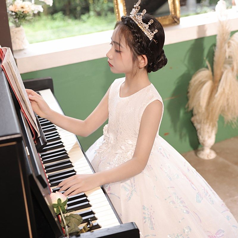 女童夏季新款儿童连衣裙小女孩钢琴演出服公主裙蓬蓬纱六一礼服裙