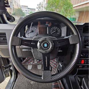 改装方向盘大支架真碳纤通用复古捷达普桑旅行真皮桃木实赛车