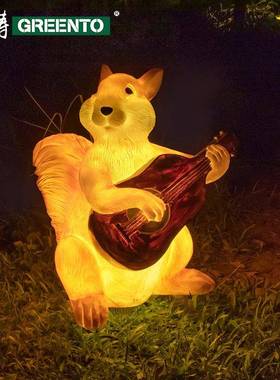 树脂玻璃钢发光动物灯户外发光动物吉他松鼠灯