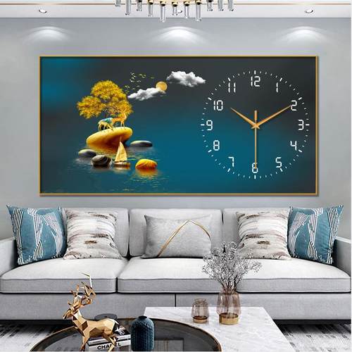 装饰画轻奢静音时钟现代钟表挂钟客厅家用时尚表