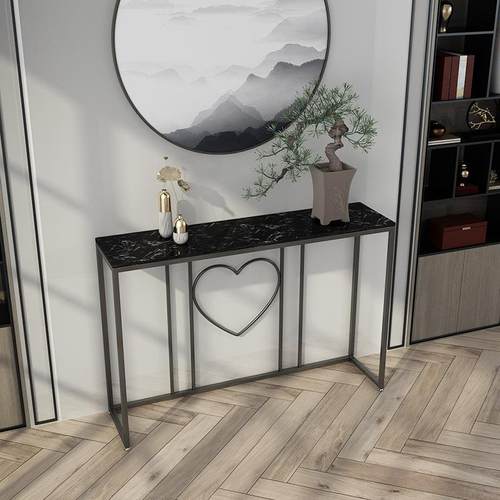 简约轻奢大理石玄关桌家用入户长方形铁艺展示台民宿走廊端景台