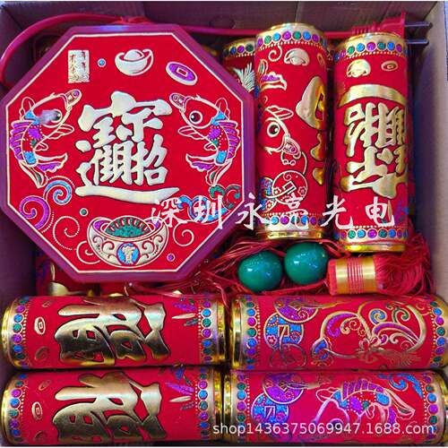 新款LED仿真炮仗带响音乐电子鞭炮灯串喜庆开业新年春节装饰元宵