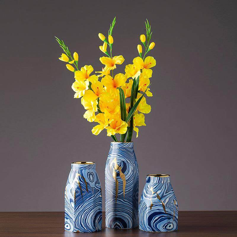 欧式复古条纹描金花插陶瓷花摆件鲜花样板房售楼处家居花瓶,清洗/食品/商业设备,风口/风叶/风机配件,淘宝优惠券,粉丝福利购,淘宝优惠卷