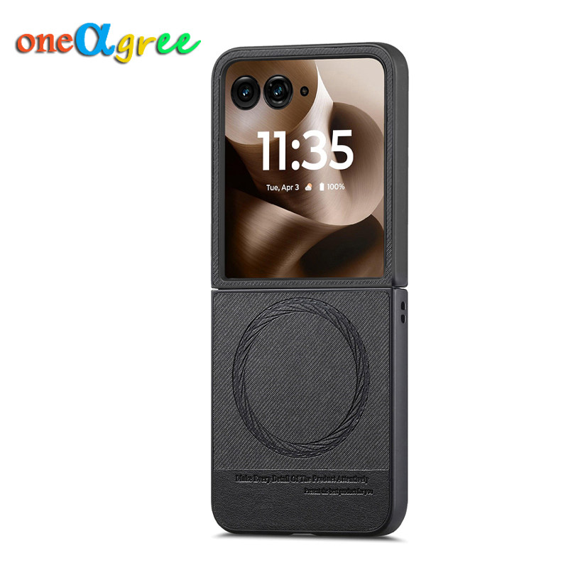 Oneagree适用摩托罗拉Moto折叠屏Razr 60 Ultra手机壳Razr50高档防摔保护套2024/2025皮纹磁吸
