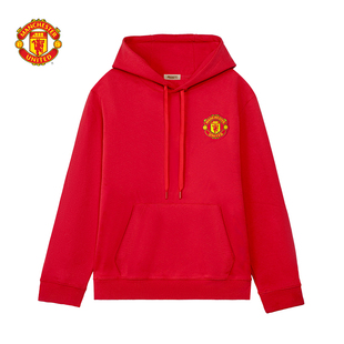 曼联梦剧场 休闲运动卫衣 针织连帽卫衣 红魔宽松长袖套头衫帽衫