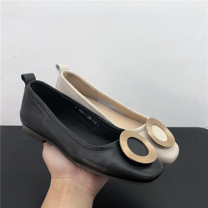 撤柜处理2021秋季新款真皮女鞋平底防滑舒适一脚蹬软底透气女单鞋,女鞋,浅口单鞋,淘宝优惠券,粉丝福利购,淘宝优惠卷