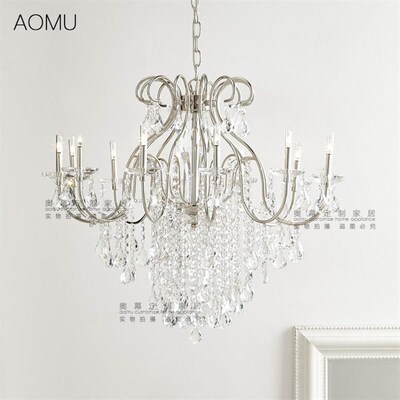 简约北欧法式田园客厅卧室餐厅样板间铁艺欧式简单奢华水晶吊灯