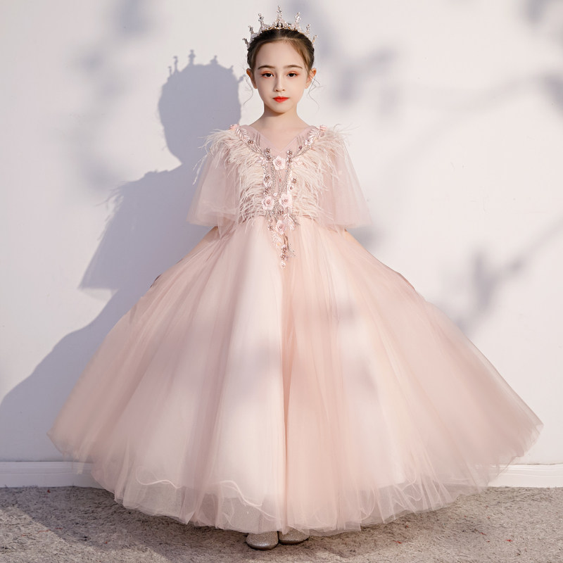 儿童晚礼服高贵公主女童婚纱花童女孩生日模特走秀钢琴演出服洋气