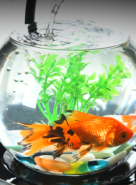 家居玻璃鱼缸流水器摆件装饰品招财加湿办公电视柜创意养鱼缸摆设