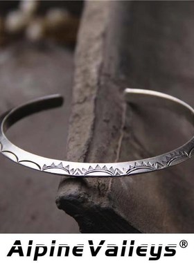 复古做旧纯银925《太阳》纯银手镯男高级感男款小众男士情侣镯子