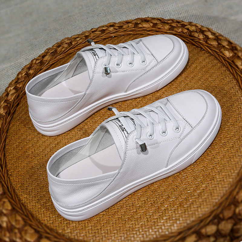 头层牛皮小白鞋子女春一脚蹬单鞋2024新款春秋平底运动休闲板鞋女,女鞋,浅口单鞋,淘宝优惠券,粉丝福利购,淘宝优惠卷