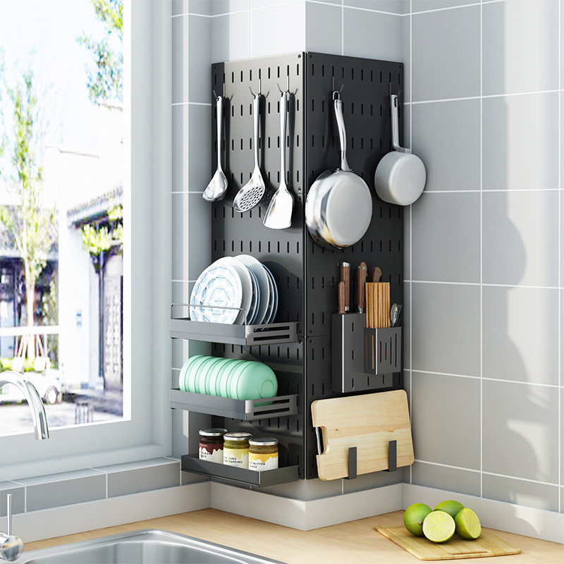 厨房洞洞板置物架免打孔壁挂家用调味料锅盖刀筷子砧板墙上收纳架,家装主材,厨房挂件套餐,淘宝优惠券,粉丝福利购,淘宝优惠卷