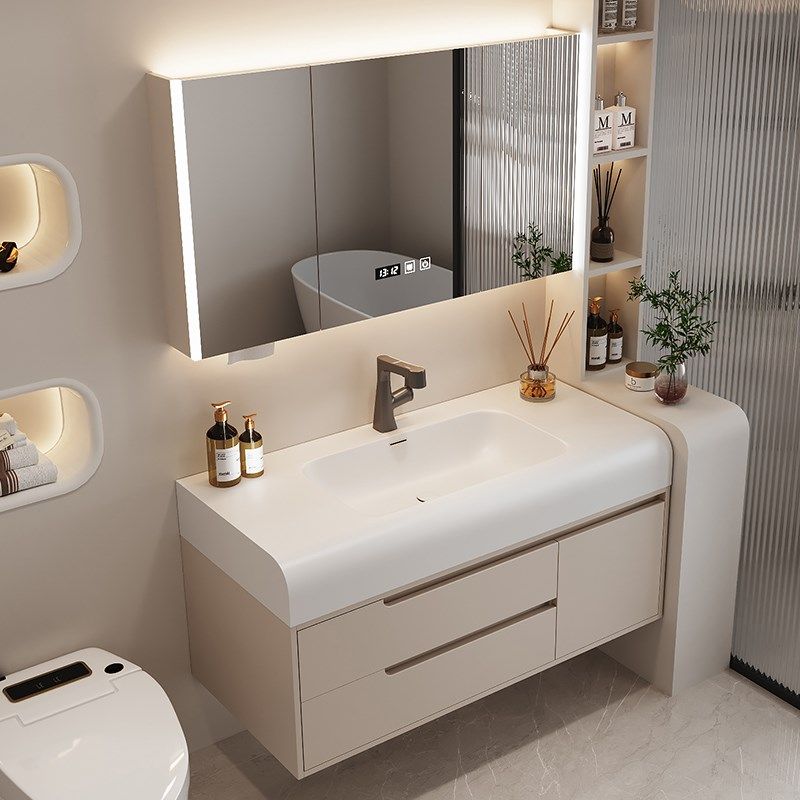 2024新款奶油风浴室柜组合可丽耐一体洗手台盆卫生间厕所洗漱陶瓷,家装主材,浴室柜组合,淘宝优惠券,粉丝福利购,淘宝优惠卷