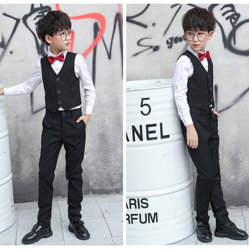 2021男童节目主持人礼服花童男孩马夹衬衫西裤套装大童钢琴演出服