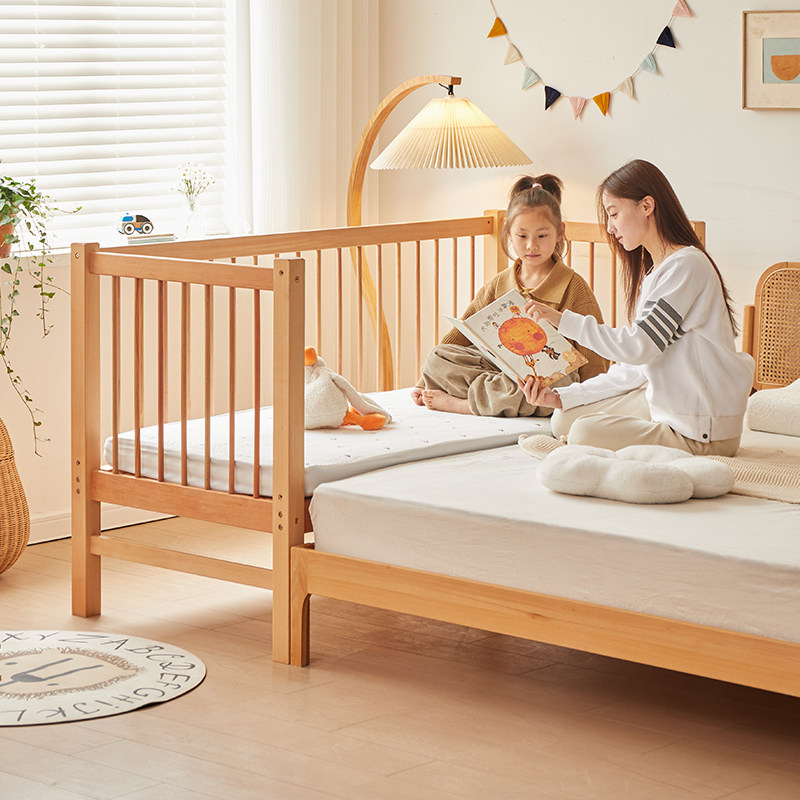 儿童床高低可调拼接床大床带护栏床边加宽单人床宝宝婴儿床实木床,住宅家具,儿童拼接床,淘宝优惠券,粉丝福利购,淘宝优惠卷
