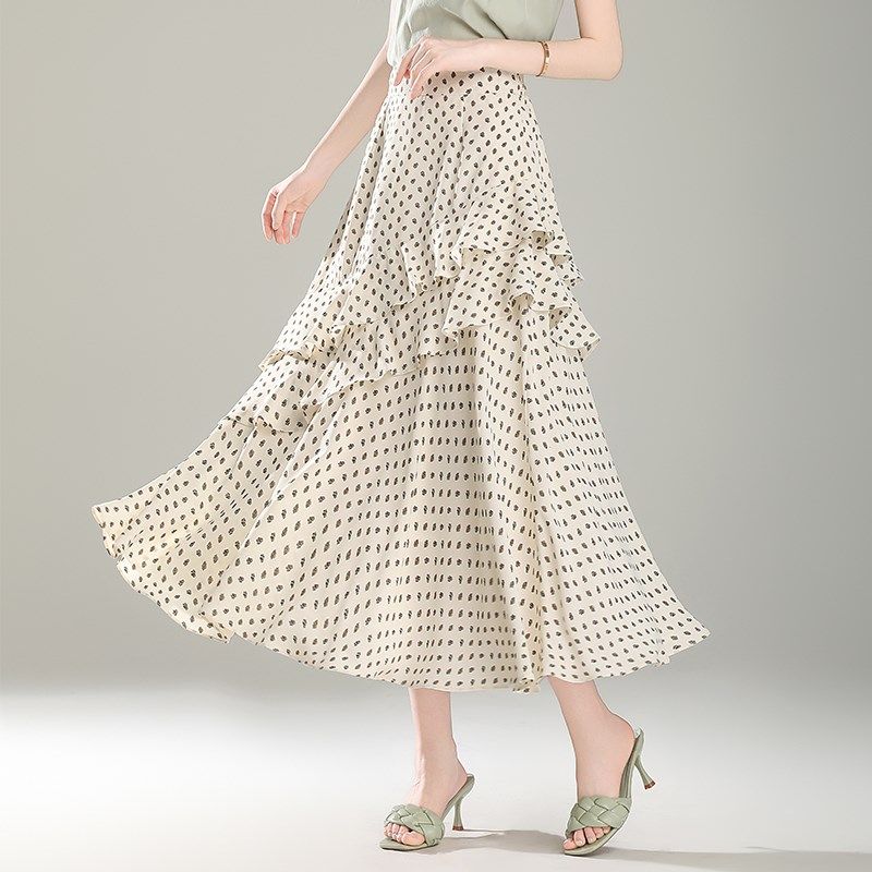 法式雪纺半身裙女夏季不规则蛋糕裙2025新款荷叶边波点a字仙女裙,女装/女士精品,半身裙,淘宝优惠券,粉丝福利购,淘宝优惠卷