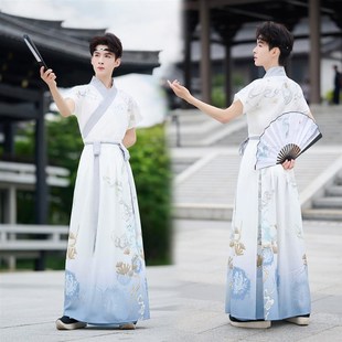 汉服男装中国风武侠剑客古风学生帅气男士古装大码男款马面裙套装