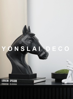 现代轻奢样板间酒店民宿马首摆件售楼处玄关软装饰艺术雕塑摆设