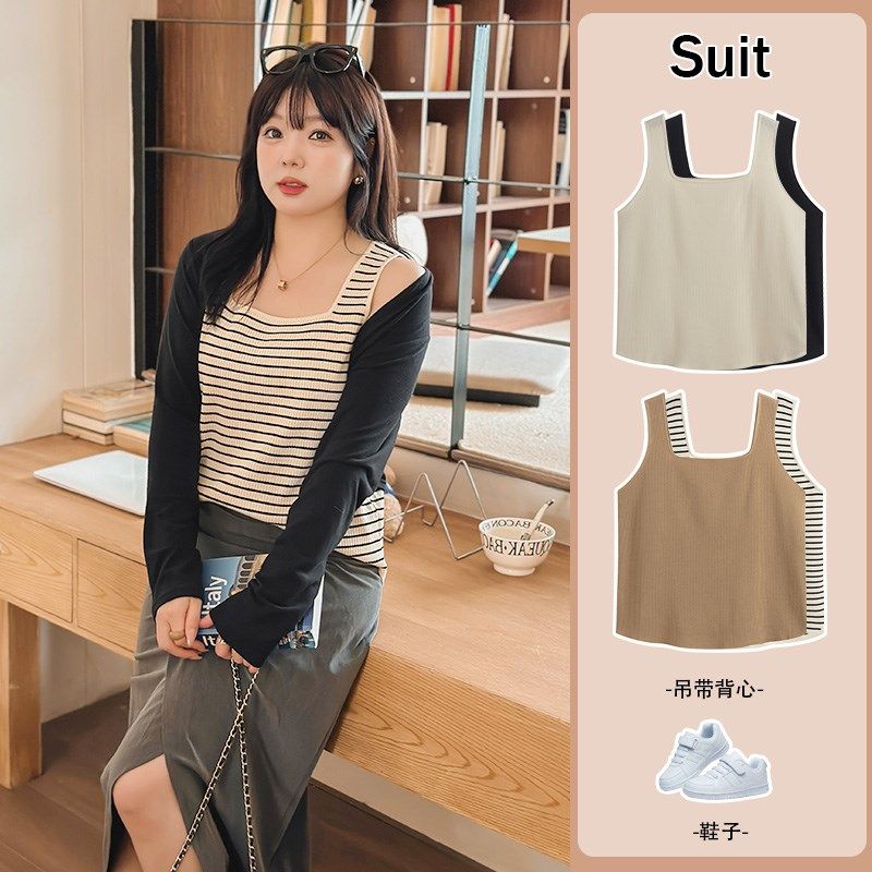 大码背心女胖mm内搭春夏新款针织打底衫200斤女装方领弹力打底衫,女装/女士精品,大码内搭,淘宝优惠券,粉丝福利购,淘宝优惠卷