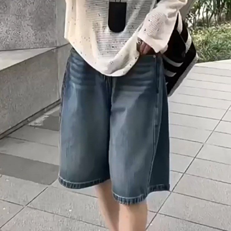 美式牛仔五分裤2025夏季新款大码女装胖mm小个子宽松显瘦阔腿短裤,女装/女士精品,牛仔裤,淘宝优惠券,粉丝福利购,淘宝优惠卷