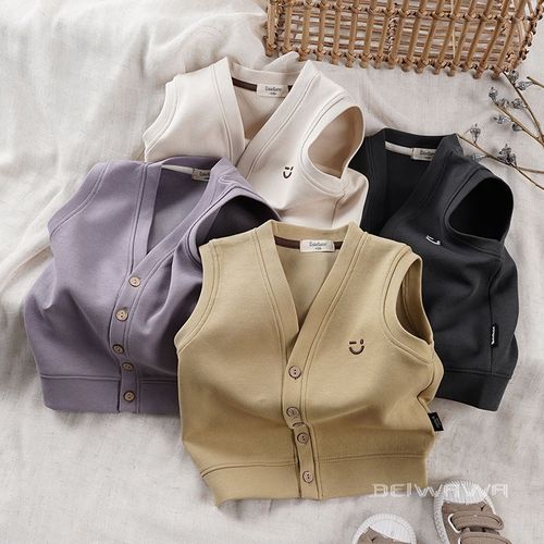 初秋穿搭~儿童精品单层棉背心马甲 男女宝宝简约外搭上衣坎肩马夹