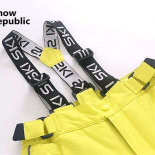 双单板滑雪裤背带裤雪乡棉裤儿童男女款黄色红色防风防水保暖厚款