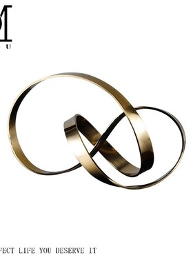 铜工艺品摆件家居软装饰品北欧轻奢样板间客厅茶几桌面金丝带摆设