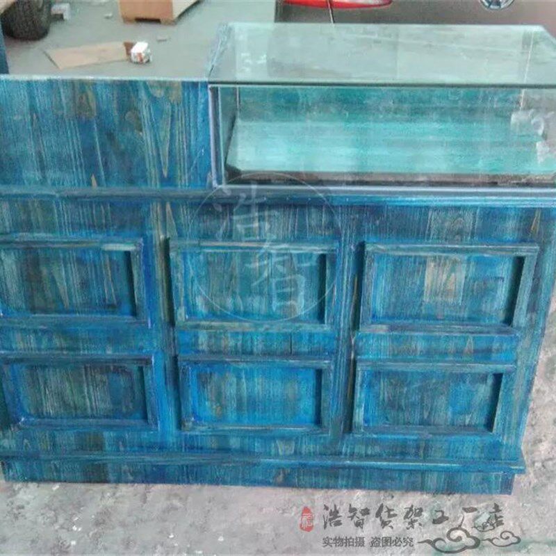 玻璃展示柜复古前台饰品柜台服装店收银台简约烤漆接待吧台美容院