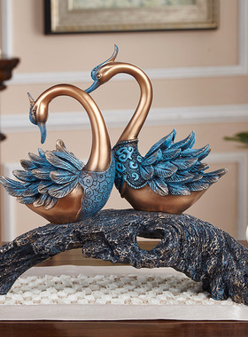 结婚礼物客厅装饰房间装饰品美式玄关乔迁欧式家装工艺品天鹅摆件