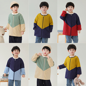男童防水罩衣拉链四季 透气防脏幼儿园小学生美术画画宝宝吃饭围兜