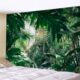 热带雨林植物背景布棕榈树风景墙布房间挂布北欧民宿卧室装 饰挂毯