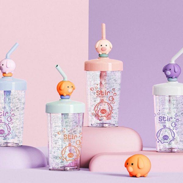 艾可思迪克猪搅拌冰杯创意网红塑料杯可爱清新女学生情侣吸管水杯,包装,塑料瓶,淘宝优惠券,粉丝福利购,淘宝优惠卷