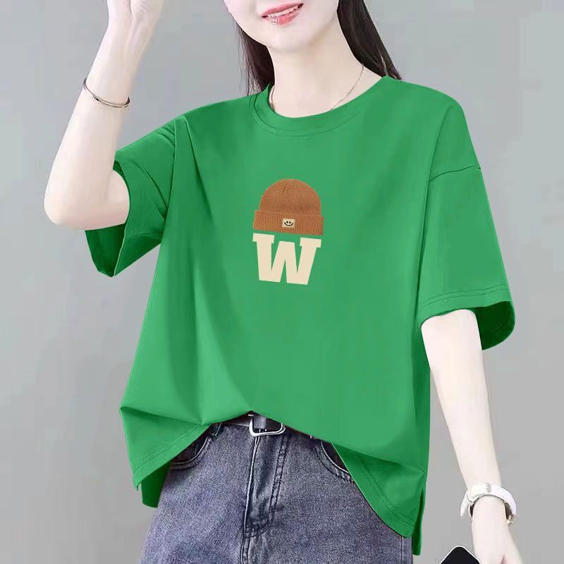 100%纯棉短袖印花T恤女夏季新款