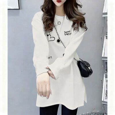 女纯棉加绒中长款打底衫时尚