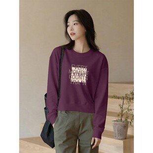 春秋韩版纯棉短款高腰长袖卫衣女时尚新款潮流百搭慵懒风休闲上衣