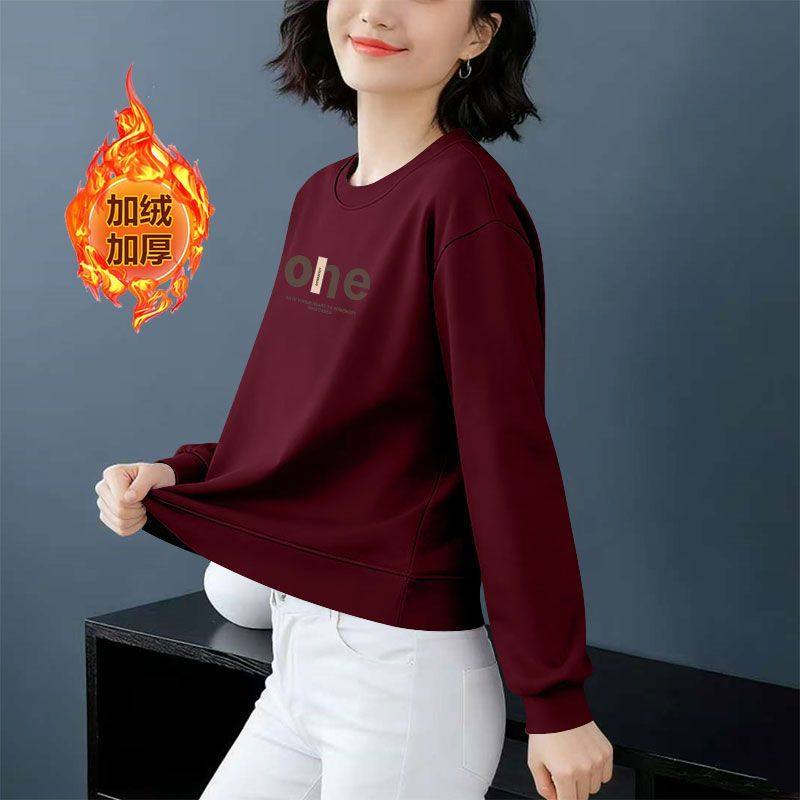 秋冬女士纯棉加绒加厚短款卫衣韩版宽松遮肉显瘦小个子慵懒风上衣