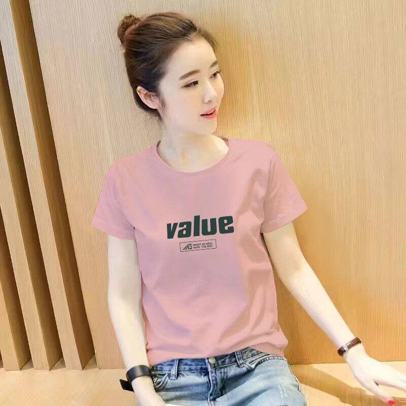 100%纯棉短袖通勤印花T恤女