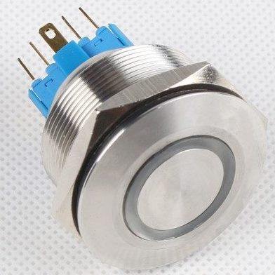 一佳GQ30-11EZ启动停止环形带灯自锁6脚不锈钢金属按钮开关30mm