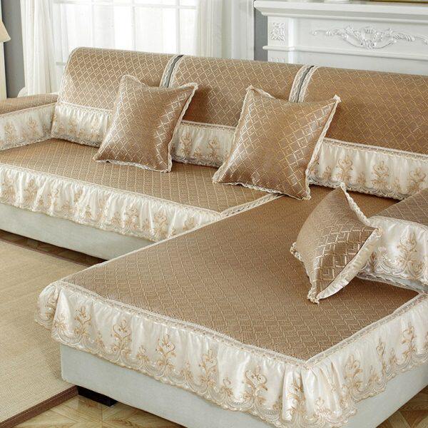 夏季冰藤沙发垫复古藤竹夏天凉席竹席欧式现代实木沙发防滑垫全盖