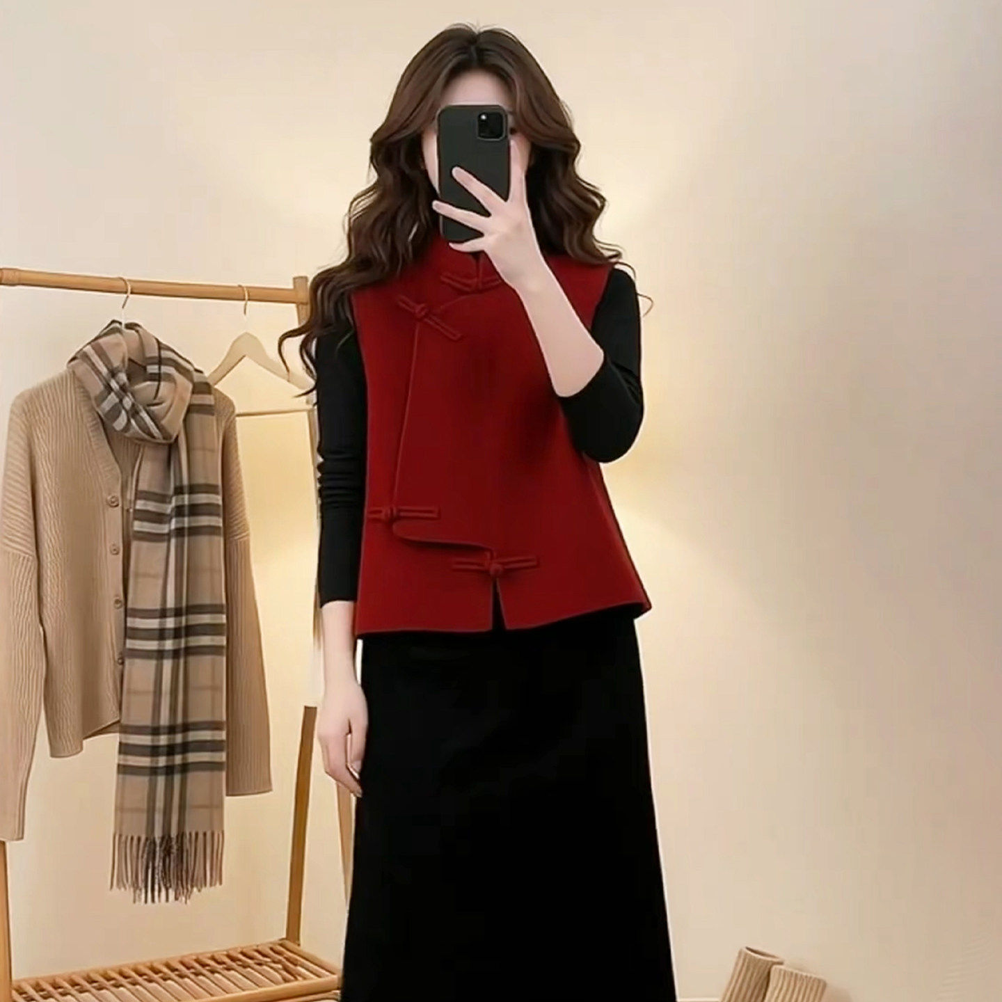新中式红色马甲女款2026
