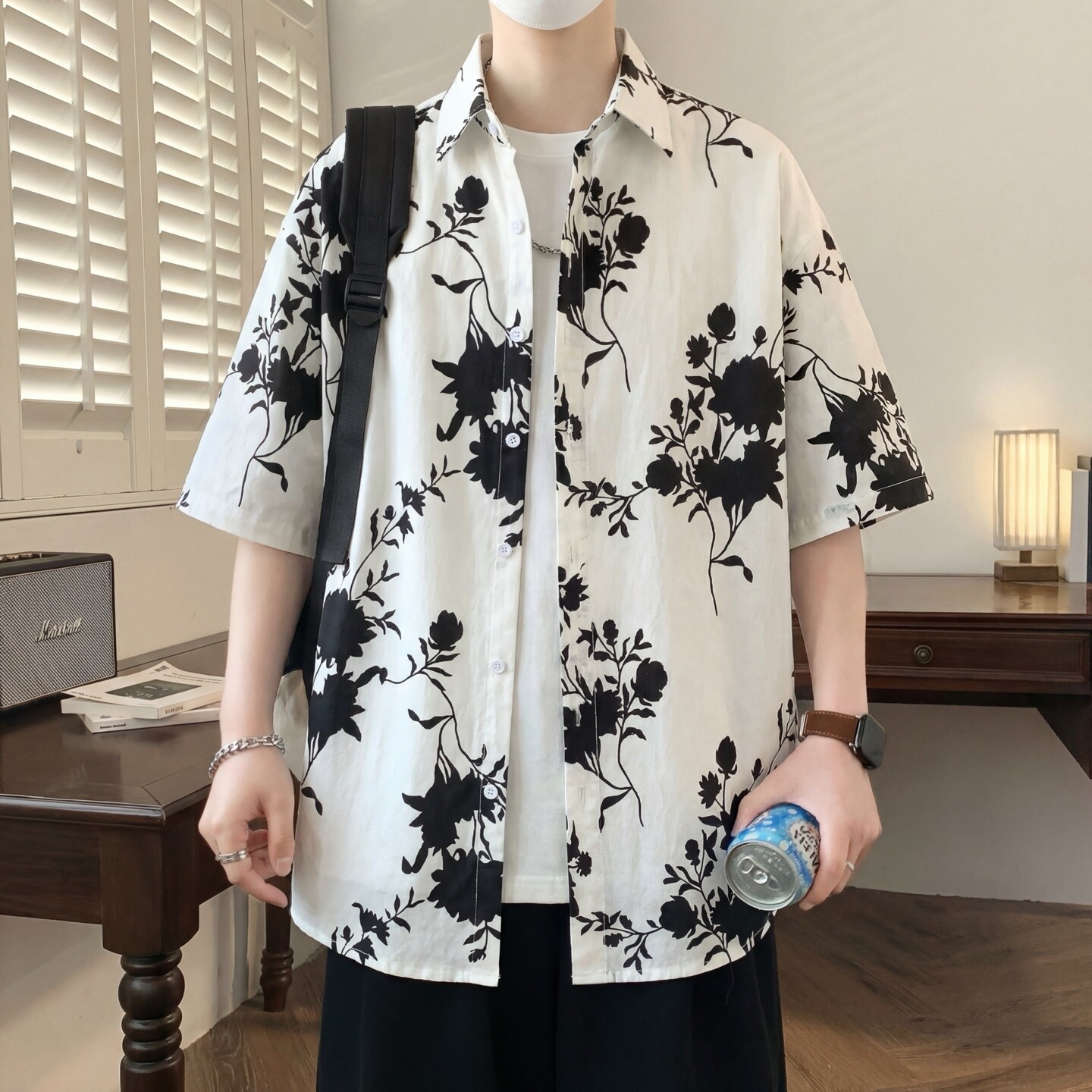纯棉休闲短袖衬衫男夏季