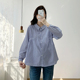 条纹短款 韩版 时尚 长袖 宽松显瘦衬衣休闲纯棉上衣 孕妇装 衬衫 春夏装