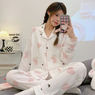 纯棉纱布哺乳月子服女春秋产后产妇夏季 孕妇睡衣怀孕期家居服 薄款