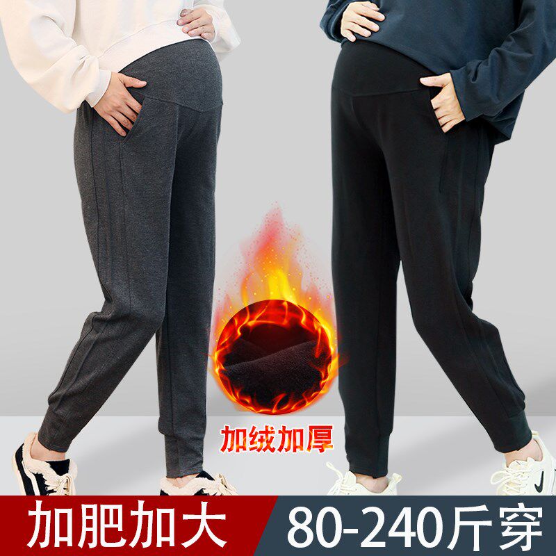 大码孕妇裤秋冬加绒加厚休闲打底裤特大码长裤胖mm孕期裤子宽松女图片