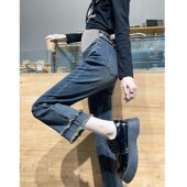 直筒牛仔裤 2023新款 女大码 打底烟管裤 孕妇裤 秋季 子春秋外穿秋冬款