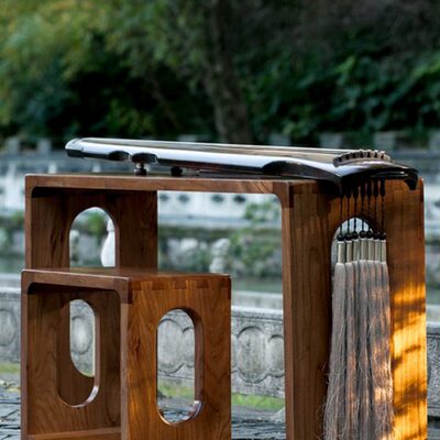 实木老榆木古琴桌凳燕尾榫卯擦生漆环保无异味扬州古琴初学者