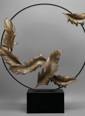 现代新中式创意铝杏叶摆件客厅玄关工艺品摆设样板房酒店软装饰品