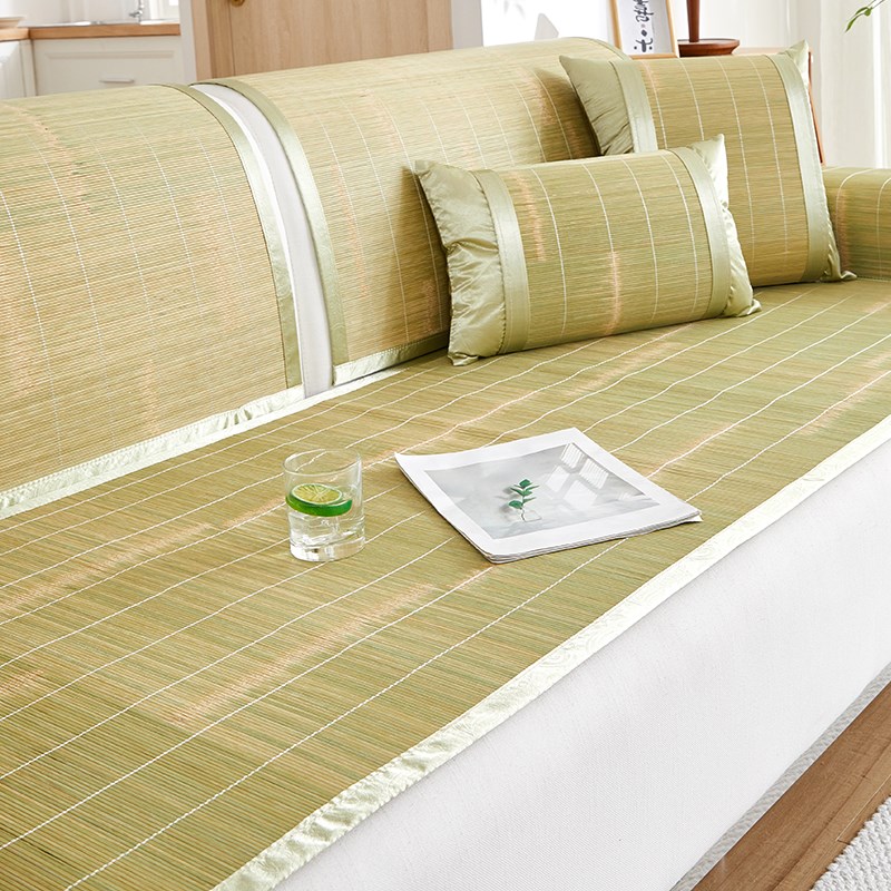 竹席沙发垫子夏季凉席坐垫防滑皮沙发套罩靠R背巾夏天冷感凉垫