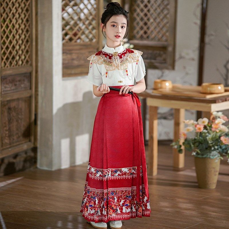 马面裙女童春季套装2025新款中国风长袖汉服套装小女孩古风半身裙,童装/婴儿装/亲子装,唐装,淘宝优惠券,粉丝福利购,淘宝优惠卷